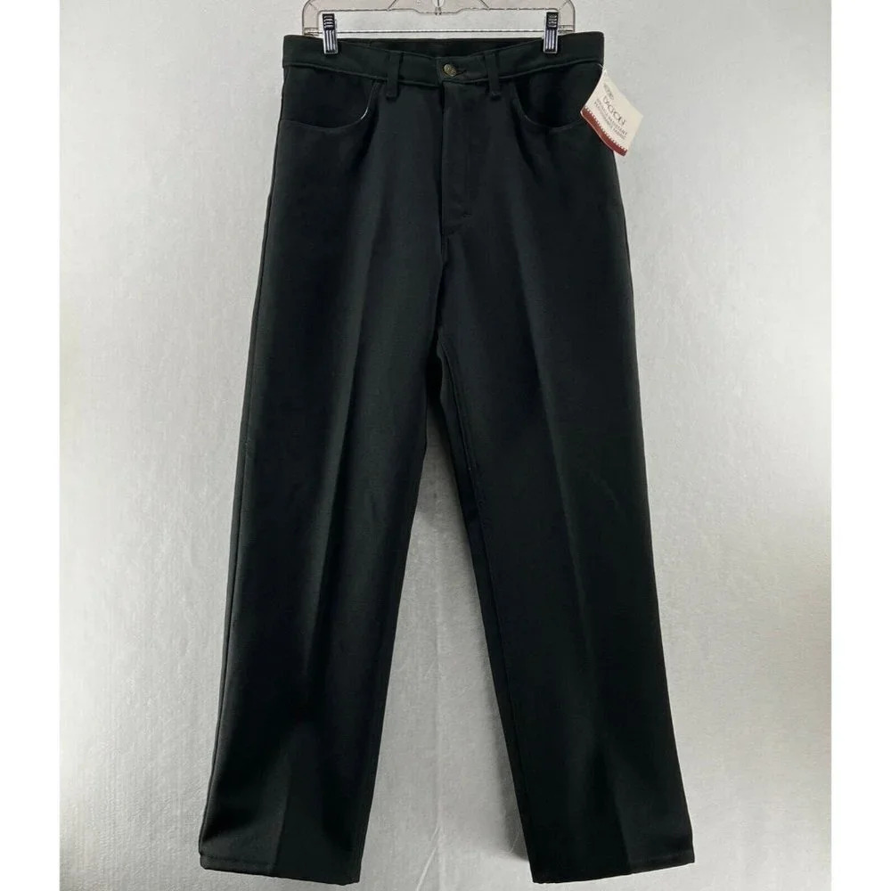 Texas Jeans Dress Pants Mens Sz 34 Flat Front Straight Leg Twill Dacron Black
